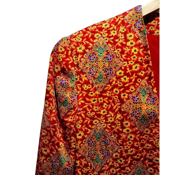 Vintage Evan Picone Women’s Red Empire Print Single Button Blazer Jacket Size 12 - Picture 4 of 10